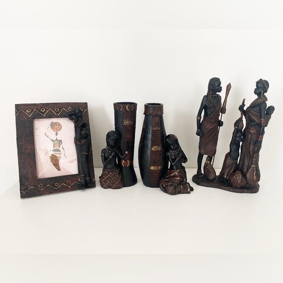 Vintage African Tribal Carved Figurine & Decor Set – 6 Pieces - Picture 1 of 6